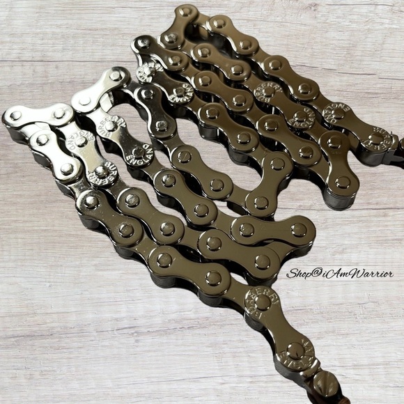 Authentic Burberry malt brown leather silver tone bicycle chain belt *iamwarrior - Picture 7 of 12